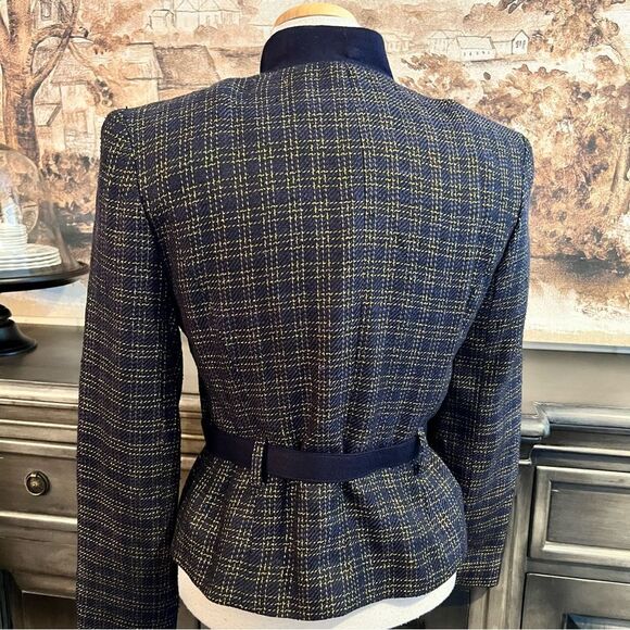 Vintage Woward Wolf Navy & Gold Metallic Tweed Blazer size 8 - Picture 4 of 11